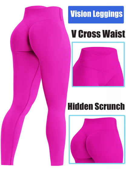 Workout Gym Leggings for Women, Seamless Sculpt Leggings, Seamless Compression Tummy Control Leggings, Mid Rise Yoga Pants, Hidden Scrunch, Butt Lifting Gym Yoga Pants