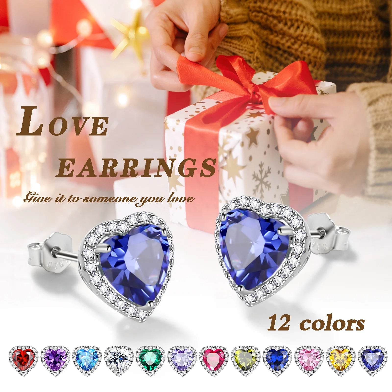 Purple Heart Earrings Women February Birthstone Earrings Amethyst CZ 925 Sterling Silver Stud Earrings Crystal Jewelry Birthday Mother'S Day Gift