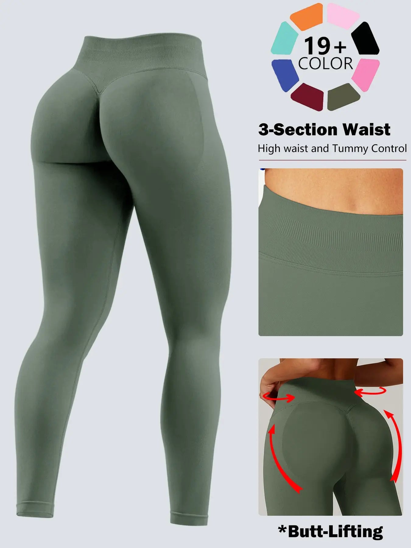 Workout Gym Leggings for Women, Seamless Sculpt Leggings, Seamless Compression Tummy Control Leggings, Mid Rise Yoga Pants, Hidden Scrunch, Butt Lifting Gym Yoga Pants