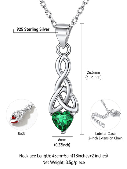 Juego De Joyería De Plata Esterlina 925 Para Mujer Mayo Esmeralda Piedra De Nacimiento Corazón Nudo Celta Collar Aretes Colgantes Joyería Delicada Regalo Para Hija Mamá Cumpleaños Día De Las Madres Acción De Gracias