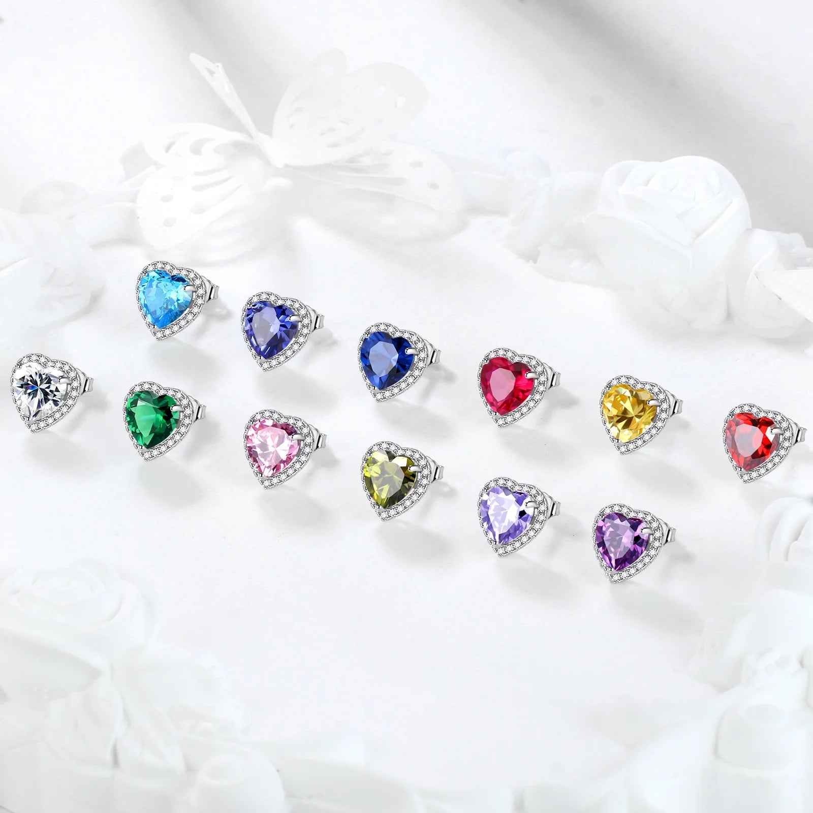 Purple Heart Earrings Women February Birthstone Earrings Amethyst CZ 925 Sterling Silver Stud Earrings Crystal Jewelry Birthday Mother'S Day Gift
